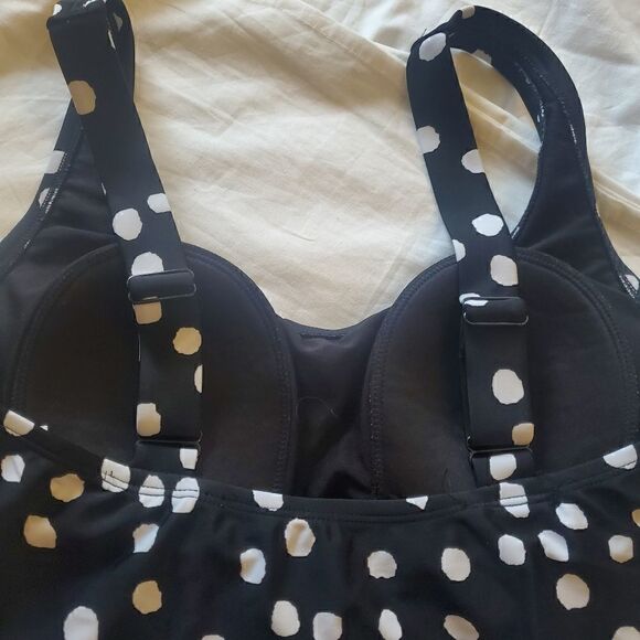 Kona Sol Black Polkadot Swimsuit M - Picture 10 of 12